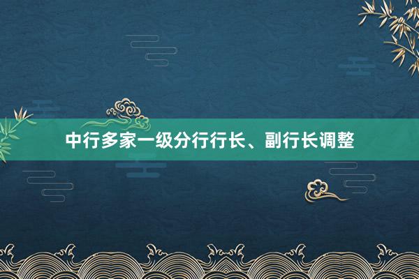中行多家一级分行行长、副行长调整