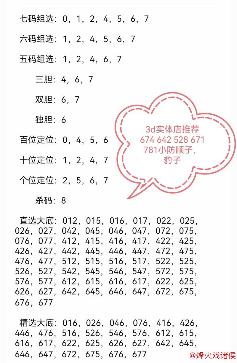 013期程成福彩3D预测：精选一注推荐号码