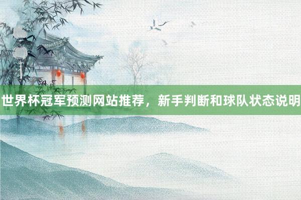 世界杯冠军预测网站推荐，新手判断和球队状态说明