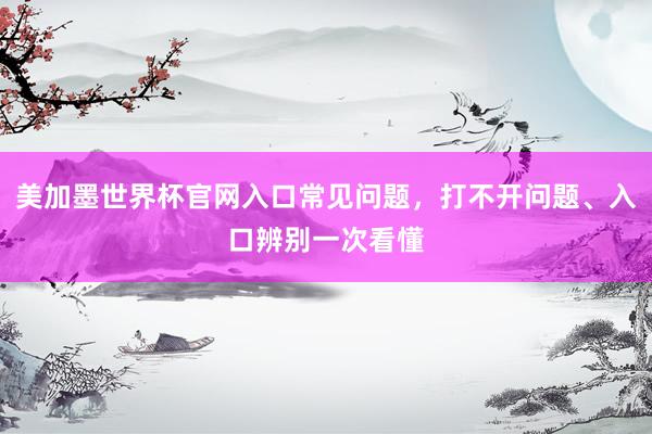 美加墨世界杯官网入口常见问题，打不开问题、入口辨别一次看懂